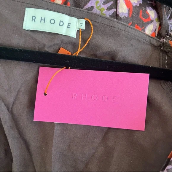 RHODE Darya Puff Sleeve Tiered Mini Dress in Plumeria Chocolate NWT - Picture 7 of 9